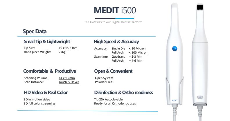 Medit i500 Specifications